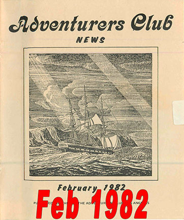 February 1982 Adventurers Club News Cover
